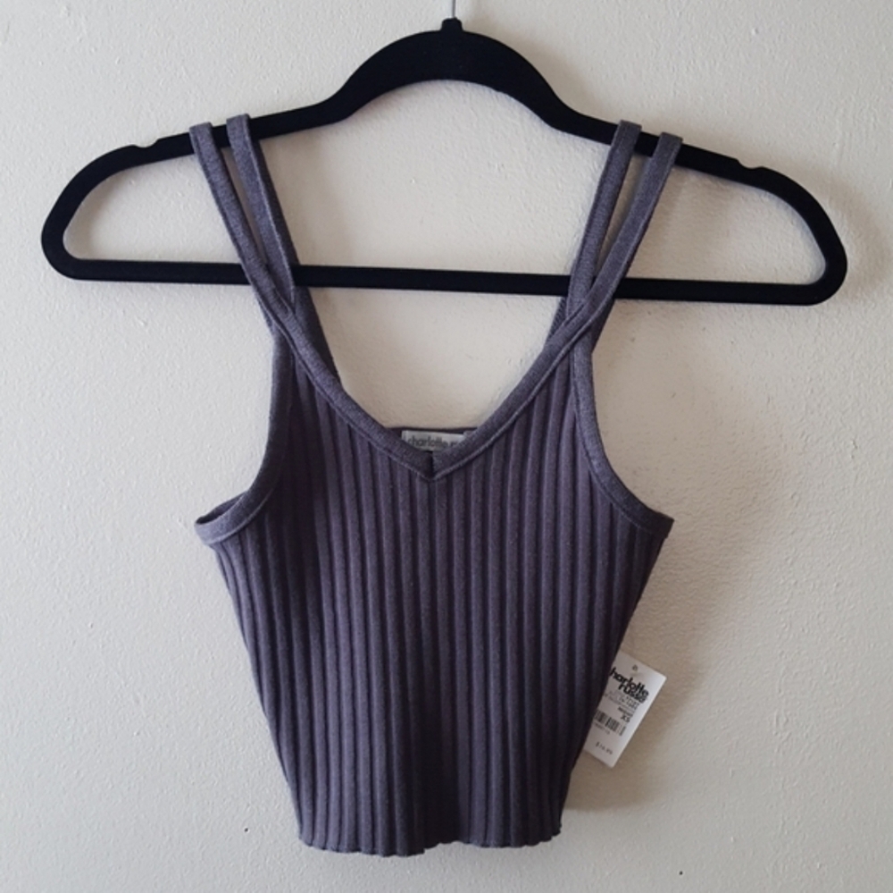 Dark Gray Ribbed Crop Top